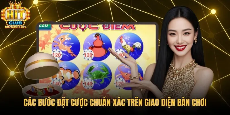 Thao tác đặt cược phỉnh tại bàn chơi bầu cua hitclub